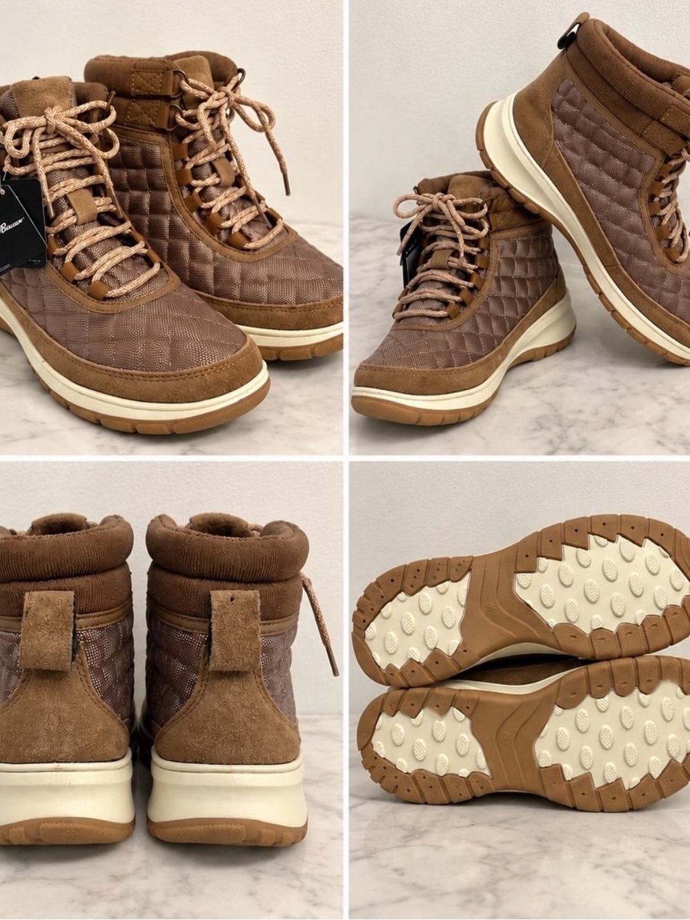 Eddie Bauer Women’s Brown/Taupe Quilted Mid Hiking Boots – New With Tags